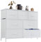 DUMOS Kommode für Schlafzimmer mit 7 Stoffschubladen, hohe Kommode Organizer für Kleidung, Schrank Kinderzimmer, Aufbewahrungsturm mit Schrank, Metallrahmen, Holzplatte, leichte Kinderzimmermöbel