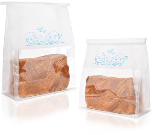 Funcoo 50 bolsas de papel para pan con ventana frontal, cierre de pestaña de estaño, bolsa de almacenamiento de alimentos para pan casero, pan, tostadas, galletas, brownies, pasteles (11 x 8.7 x 4.3