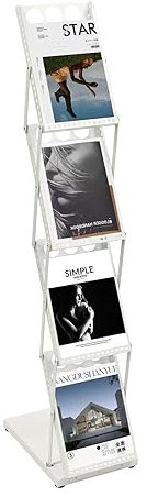 Xigner Prospektständer a4 Prospektaufsteller Faltbare Flyerständer 4 Etagen Zeitschriftenständer Bodenständer Schrägsteller robust und langlebig für Büros und Messen, Schulen(36x27x132cm)