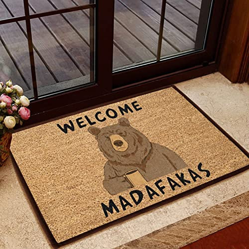 MIAOMANSENSTORE Fußmatte innen außen fussmatte Fußmatte „Welcome Madafakas Bär“, dekorative Willkommens-Fußmatte für Bärenliebhaber Deko Wohnzimmer