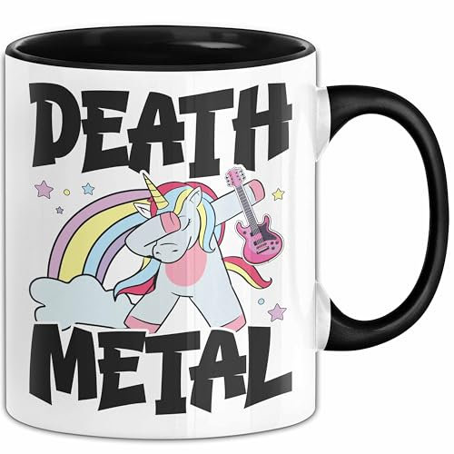 Death Metal Tasse Geschenk Rock N Roll Geschenkidee Lustiger Spruch Einhorn Kaffee-Becher (Schwarz)