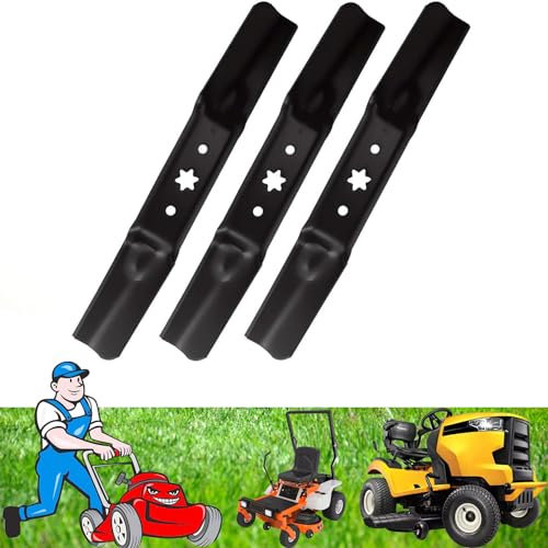 Lot de 3 lames de tondeuse à gazon pour 742-05052A 942-05052A compatibles avec les tracteurs à gazon MTD Cub Cadet Troy Bilt MTD 127 cm et tondeuse RZT S50 XT1 GT50 LT50 XT2