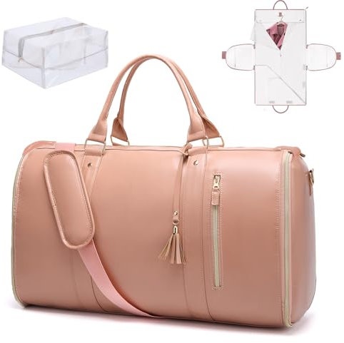 Reisetasche Faltbar - 2-in-1 Hängbare Reisetasche, Hochwertiges Leder & Wasserdicht, Reisetasche Aufklappbar mit Schuhbeutel und Schulterriemen, Reisetasche Kleidersack für Geschäftsleute, Reisen
