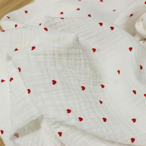 DFLINGA 135x50/100/200cm Doppelgaze Schöne Herz Baby Baumwollstoff, Schlafkleidung Bettwäsche Tuch