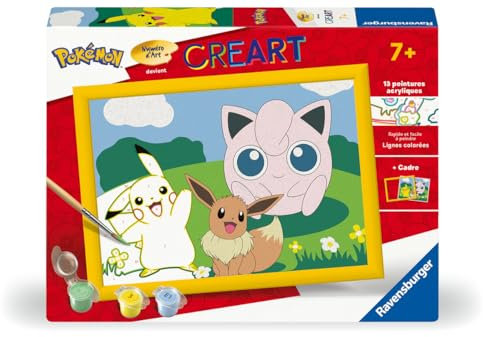 Ravensburger - CreArt Kids 18x24 cm - Numéro d'art - Pokemon - Kit de Peinture par numéros - Dès 7 Ans - 25839