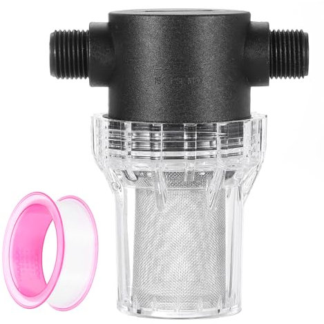 sourcing map Pressure Washer Filter 1/2 NPT Female Thread, Inline Mesh Strainer Attachment, Outlet for Pipe Strainer, Stainless Steel Screen with Sealant Tape (Size:40 Mesh)