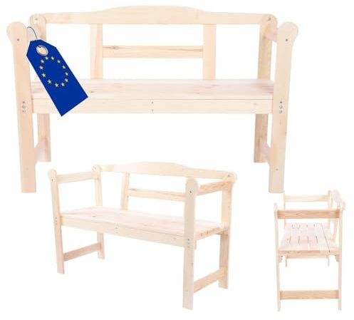 MODO24 Gartenbank aus Holz, Parkbank, Gartenmöbel, Sitzbank, Bank Friesenbank, Holzbank, 2-Sitzer, In- & Outdoor, FSC-Holz, Abmessungen 46x118x78 cm, Farbe: Natur imprägniert