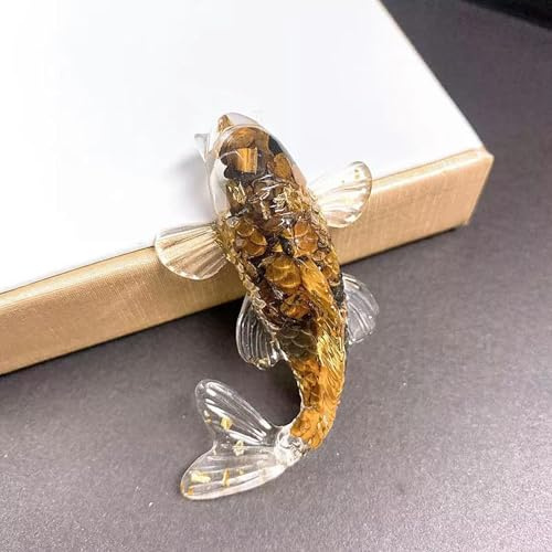 Ghiaia di Cristallo di Quarzo Koi con Occhio di Tigre Naturale, Goccia di Colla, Decorazione per Pesci Carpe di Fantasia