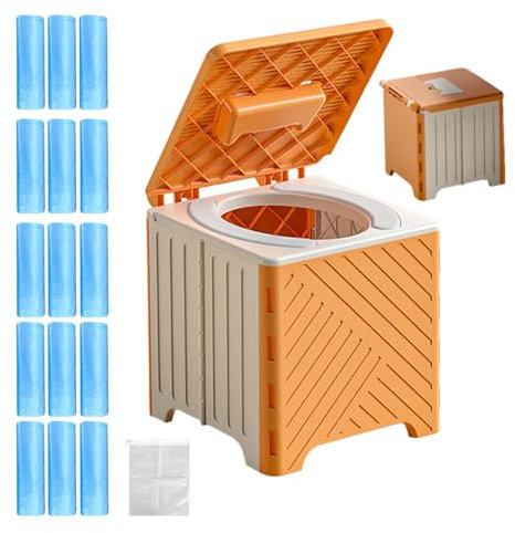 Toilettes Portables Pour Voiture, Toilettes Pliables Avec Siège Rembourré Et 15 Sacs, Chaise Percée Légère Et Pliable Pour Les Voyages, Les Urgences Et La Voiture