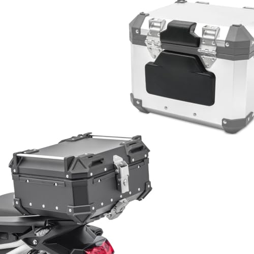 Set Motorrad Alu Top Case Bagtecs XB28 Aluminium Universal 28 Liter und Rückenpolster