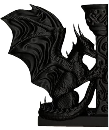 Serre-livres en forme de dragon gothique - Imprimé 3D - Style vintage - Pour tenir des livres - Décoration d'étagère avec fonction sculpture de bureau - Figurine d'animal pour femme et homme - En