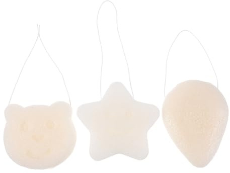 PartyKindom 3 Stück Gesichtsschwämme Weiß für Sanfte Gesichtsreinigung und Peeling aus Natürlichem Material Leicht und Wasserabsorbierend für Zuhause und Reisen