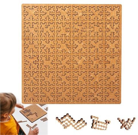 Fractal Tray Puzzles, Mind Bending Wooden Jigsaw Puzzle, Reverse Thinking Challenging No Image Puzzle, Unique Irregular Impossible Difficult Hard Puzzles Board Für Alle Altersgruppen (A)