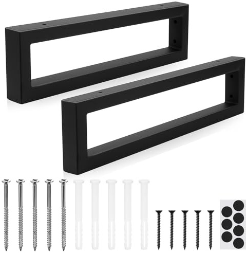 BJBJJIU 2 Pcs Pieds de Table métal Noir L40cm H10cm, Meubles Bricolage | Pieds de meubles en métal robuste, montage facile, convient pour table basse, canapé, armoire, buffet et banc