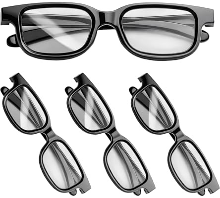 4Pcs 3D Glasses, 3D Glasses for Cinema, Black Universal 3d Sunglasses for Adults Home Cinema Theater TV Game 3d Print Magazines Comic Books, Light Simple Design