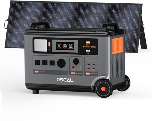 3600W Estación de Energía Portátil con Panel Solar de 400W, | Generador Solar 3600Wh, Carga de CA de 2200W, Camping, Autocaravana, Emergencias