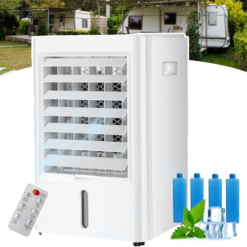 pedenencelia Aire Acondicionado Portátil 4 En 1, con Tanque De Agua De Gran Capacidad De 4 litros, Temporizador De 1/2/4 Horas, Ventilador Silencioso, Ideal para Casa, Oficina Y Viajes 12v