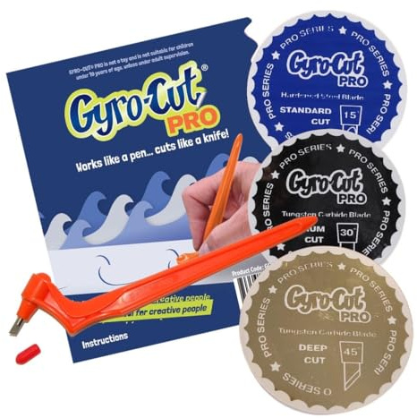 Genuine Gyro-Cut® PRO - Craft Tool with All 3 Nibs - Rotating Nib - Stencil Making and Scrapbooking Applique Leather Crafting