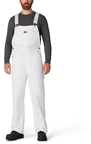Dickies Men's Painters Bib Overall, White, 30W x 32L