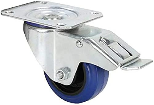 Adam Hall 372091 Gelenk-Laufrolle, 80mm mit blauem Rad und Bremse