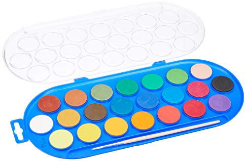 PRIMO Morocolor, Aquarelles pour Enfants en Tablette, Palette d'aquarelles 22 Couleurs, tampons Aquarelle Ø 30mm Haute Pigmentation, Couleurs Vives et Brillantes, Made in Italy