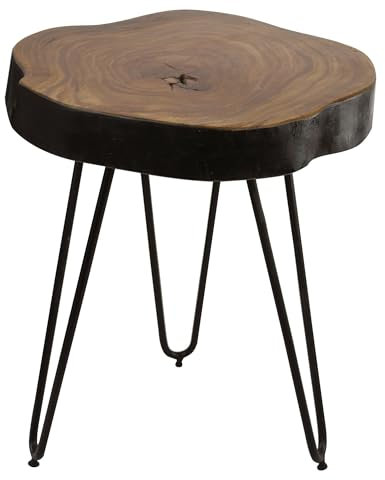 Wohnling Massivholz Sheesham Beistelltisch BAGLI 35 x 35 cm Wohnzimmertisch Massiv Anstelltisch Holztisch Echtholz Baumkante