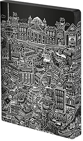 Nuuna Notizbuch A5+ | Graphic L - Berlin | Dotted Journal | 3,5mm Punktraster | 256 nummerierte Seiten | 120g Premium-Papier | Leder schwarz | nachhaltig produziert in Deutschland