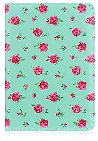 32nd Floral Series - Design PU Leather Book Folio Case Cover for Apple iPad Mini 1, 2 & 3, Designer Flower Pattern Flip Case With Built In Stand - Vintage Rose Mint