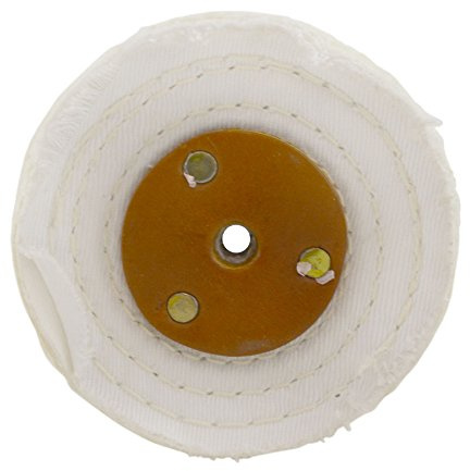 White Close Stitched Metal Polishing Buffing Mop 4 x 1.5 3 Section 2nd Stage