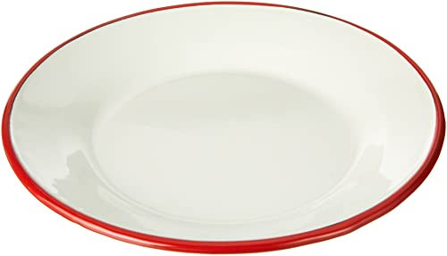 Ibili Plato Llano Bordeaux 22 CM, Stainless Steel, White/Red, 22 x 22 x 5 cm