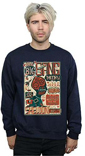 Big Bang Theory Men's Infographic Poster Sweatshirt Small Navy Blue