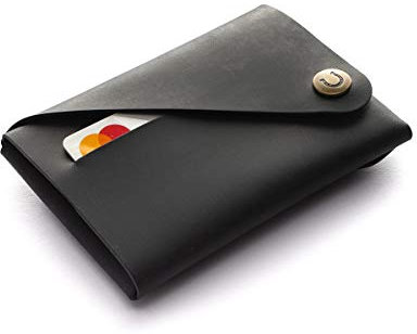Minimalistischer Brieftasche, Kartenhalter, Carbon Black, Italienisches Leder, Geldfach, Kreditkartenhalter, Schlanke Geldbörse, Unikat Handgemachtes Geschenk, Wallet, Card Holder, Crazy Horse Craft