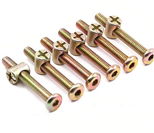 Möbelschrauben-Set, 15 Sets, M6 Zylindermuttern, Schrauben, verzinkt, Inbusschraube mit Kreuzschlitzmutter für Kinderbett, Etagenbett, Möbel, Kinderbett (15 mm)