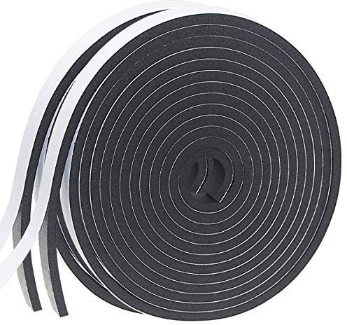 Storystore Joint Isolant pour Portes Fenêtres, Joint Adhésif en Mousse Caoutchouc, 12mm de Large x 6mm d'Épaisseurs x 5m de Long,2 rouleaux, Isolation Phonique et Thermique, Anti-Collision, Noir