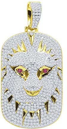 .iced-out. 925 Sterling Silber 3D Anhänger - LION DOG TAG gold