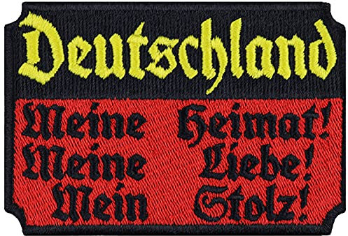 Deutschland Aufnäher Meine Heimat - Meine Liebe - Mein Stolz Aufbügler Patriot Patch Biker Bügelbild Germany Geschenk Applikation für alle Stoffe | 80x55mm