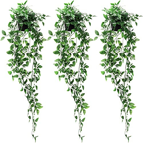 MAISITOO 3X Plantas Artificiales,Plantas Hiedra Artificial Decoración Interior y Exterior Plastico Macetas Pequeñas Decorativas Plantas Falsas Habitacion Modernos Decoracion Boda