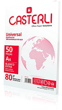 CASTERLI 81010 A4-Papier, 50 Blatt, weiß, A4, 80 g/m², extra weißes Mehrzweckpapier für Drucker, 80 g/m² (A4, 50 Blatt)