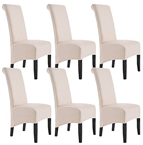 Stretch Stuhlhussen 6er Set,Groß Stuhlbezug für Esszimmerstuhl Gewebe Wildleder Abnehmbare Waschbar Elastische Husse für Hochzeit Restaurant Dekor-H-6er Set