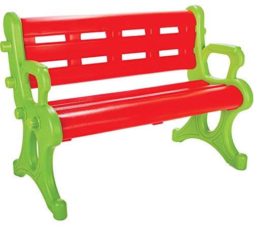 alles-meine.de GmbH Kinder Gartenbank - grün & rot - kippsicher/bis 100 kg belastbar - für DRAUßEN & Innen - 0 bis 99 Jahre - Kinderbank - Plastik/Kunststoff - Bank - Parkban..