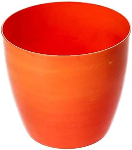 B2C Flower Pots 6 Colours 4 sizes Marble Plastic Plant Pots Planter Deco (12cm, Orange Marble)