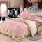vctops 3-teiliges Patchwork-Tagesdecken-Set, Blumenmuster, gesteppt, 100 % Baumwolle, Boho-Rüschen, wendbares Bettbezug-Set, 1 Steppdecke und 2 Kissenbezüge (Rosa, Queensize)