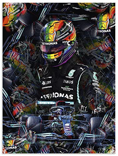 ARTland Wanddeko Wandbild Alu Verbundplatte für Innen & Outdoor Bild 45x60 cm Sir Lewis Hamilton Legende Mercedes Rennfahrer Auto Formel 1 Rennen Sport U3UD