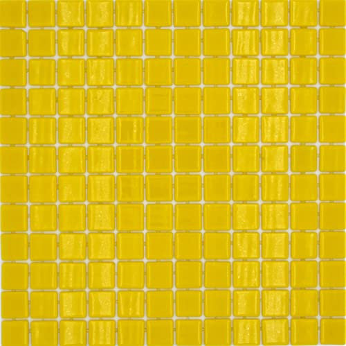 Schwimmbadmosaik Poolmosaik Recycling Glasmosaik gelb glänzend Wand Boden Küche Bad Dusche - 1 Matte