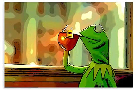 NA Bilder Wohnzimmer Modern Leinwandposter Kermit The Frog Meme, ohne 60X90cm Kein Rahmen