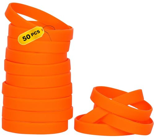 THXIY 50 Stück Silikon Armband Universal Armbänder Blank Gummi silikonarmbänder für Mann Frauen Männer Orange