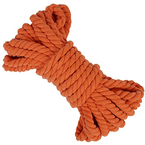 LEREATI 10mm Macrame Cord 10m Thick Macrame Rope Soft Cotton Rope, Natural Cotton Twine String for Macrame Plant Hanger, Wall Hanging, Knitting, DIY Crafts, Gardening, Decoration (Orange)