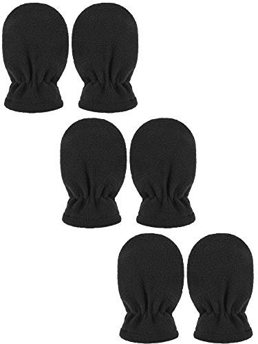 Boyiee 3 Paar Neugeborene Baby und Kleinkind Winter Fäustlinge Handschuhe Fleece (Schwarz, 6-18 Monate)