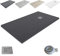 Piatto doccia in resina extra piatta outletaseo – tutte le misure disponibili – texture ardesia antiscivolo – include valvola di scarico + griglia (70 x 80, nero RAL9005)