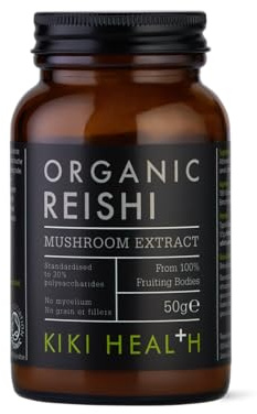 KIKI Health - Organic Reishi, Mushroom Extract Powder - Standardised to 30% Polysaccharides - Made from 100% Fruiting Bodies - Natural, Nutrient-Dense Extract - 50g
